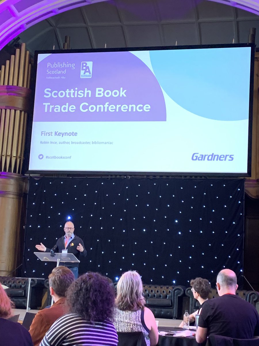 An absolute joy to hear @robinince talk so enthusiastically and eloquently about his love for books and bookshops. Thanks to @PublishScotland  and @BAbooksellers for such a fabulous keynote speaker #scotbookconf