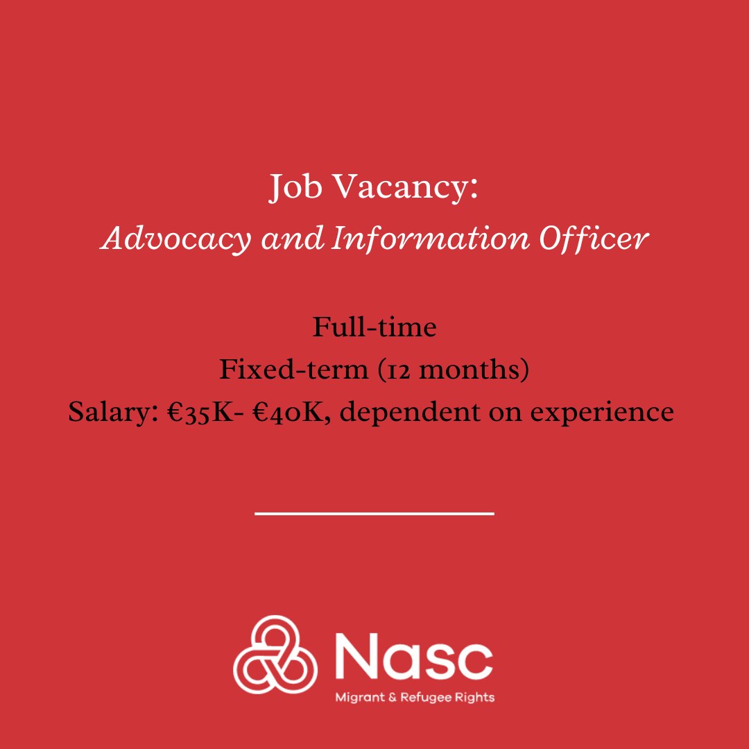 📢 #CorkJobs: Our Advocacy & Information Officer will support migrants, refugees & asylum seekers with a range of immigration, protection & reception-related issues, through our helpline & an appointment-based service.  

📌 Link in bio for info.  

💬 Please share! #JobFairyCork