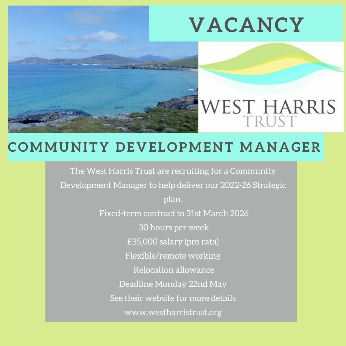 communitylandOH's tweet photo. The #WestHarrisTrust is recruiting a Community Development Manager, still time to apply ahead of the closing date on Monday 22nd May  
#communitydevelopment #vacancy #CommunityLandOH https://t.co/NiixeujqOd