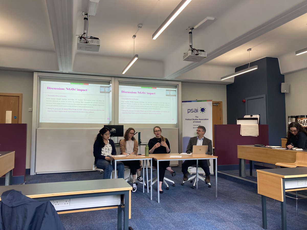 Great opening panel on gender race and sexualities in peace and conflict. Fantastic papers from <a href="/CaitrionaDowd/">Caitriona Dowd</a> Marianna Espinosa Blasco and Yuliang Lu #GalwayLivingAmidstConflict <a href="/psaitweets/">PSAI</a>