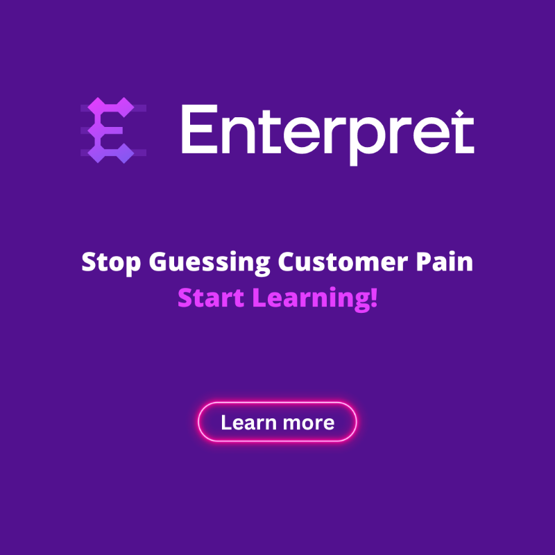 Unlock valuable insights from your user feedback! Enterpret unifies and analyzes qualitative feedback from various sources, empowering you to quantify pain points shared by your users.

Elevate your user experience and drive growth today. 🚀