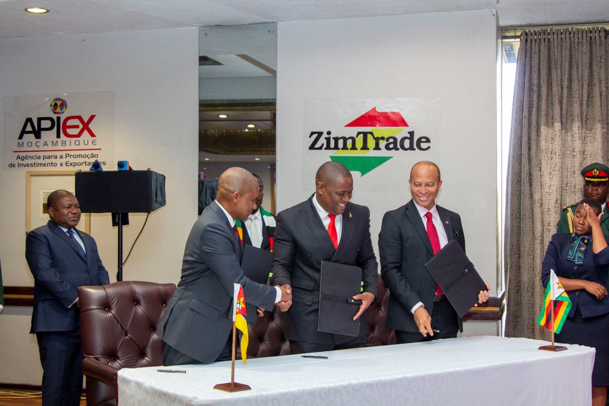 ZimTradeAlerts's tweet photo. Exciting news! The partnership between #ZimTrade, @zidainvest , and #APIEX of Mozambique has been officially signed! This partnership will help to boost Zimbabwe's trade and investment with Mozambique and create new opportunities for growth. https://t.co/RFCsxwqZXV
