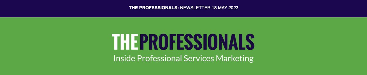 Read this week's round up of professional services marketing and business development news.

mailchi.mp/53a4e9979dda/y…

#professinalservices #professionalservicesmarketing  #marketing #businessdevelopment