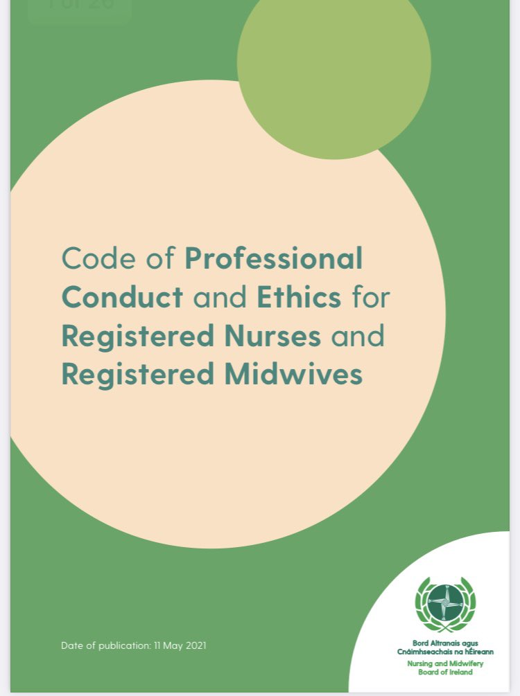 Thank you @carolyndonohoe for highlighting the importance of our NMBI Code of Professional Conduct and Ethics… Start with the Code @NMBI_ie @rcnme_se #legalaspectsnursemidwife