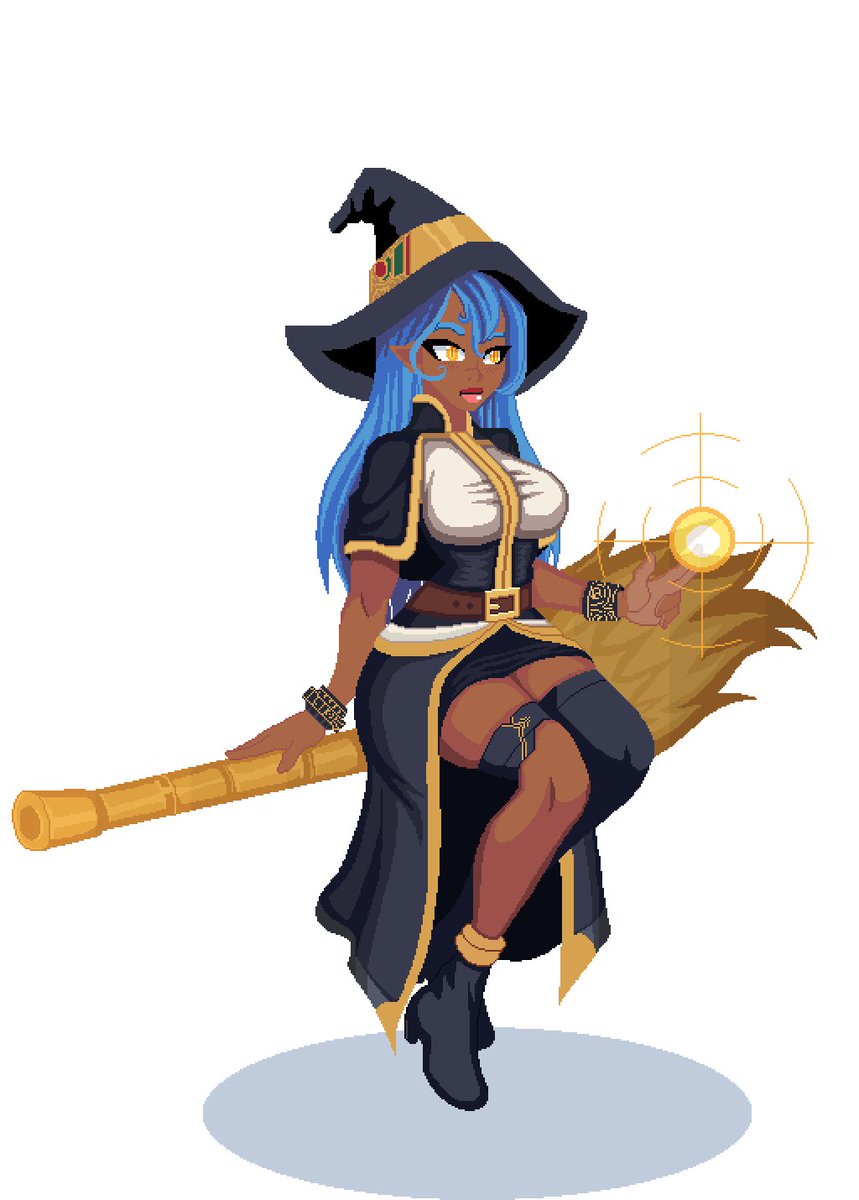 Had to add Penny’s on her broom. I’m not sure if anyone sees the little details which I am going to keep secret for now. #Pixel #pixelart #OC #characterdesign
