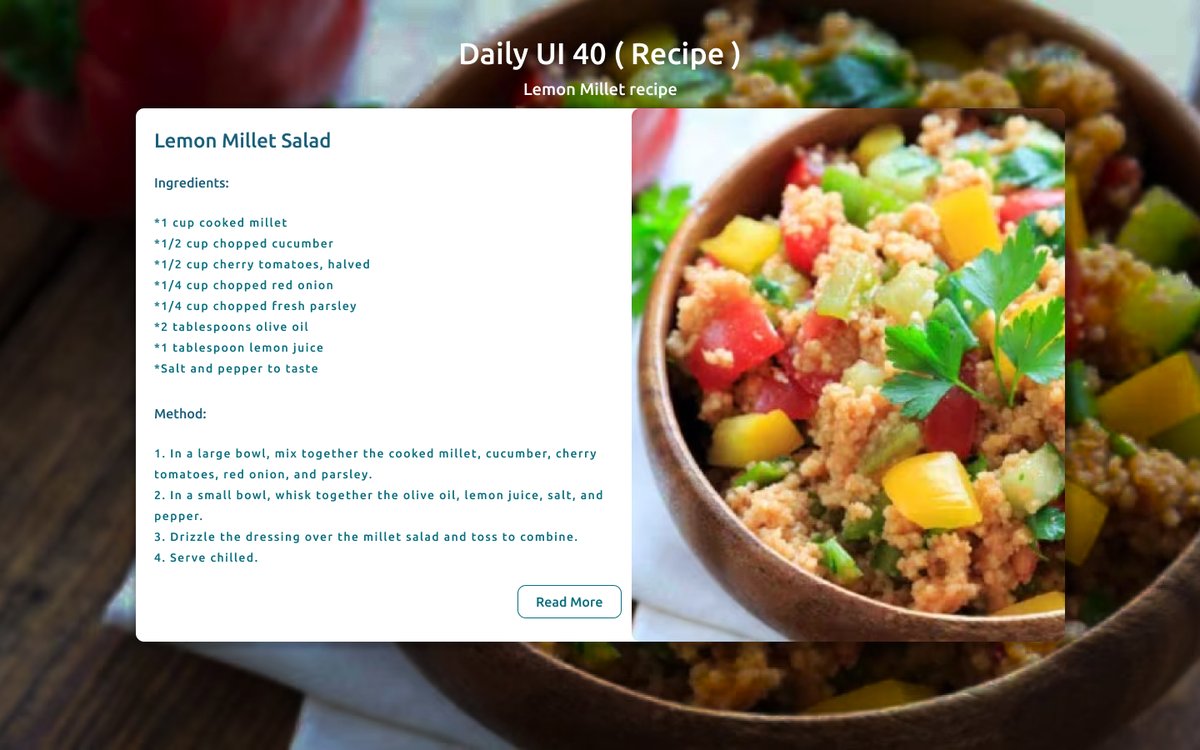 Farzincreation's tweet image. Daily UI day 040 ( Recipe ) #DailyUI #dailyuichallenge #ui #day040 #040recipe