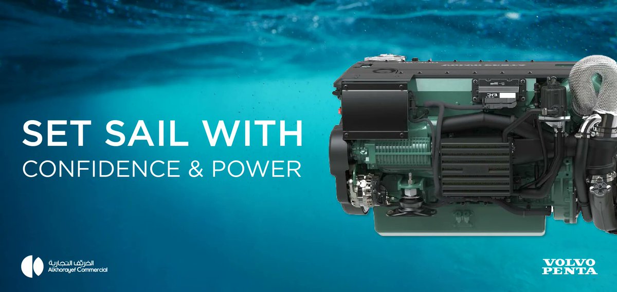 alkhorayefacc's tweet photo. Volvo Penta's high-performance marine engines deliver unique marine torque, low fuel consumption, and long service life to set you sailing with confidence and power​

#الخريف_التجارية​

 #VolvoPenta #MarineEngines #HighPerformance #Torque #FuelEfficiency #ElectronicControl https://t.co/CNGES3idMM
