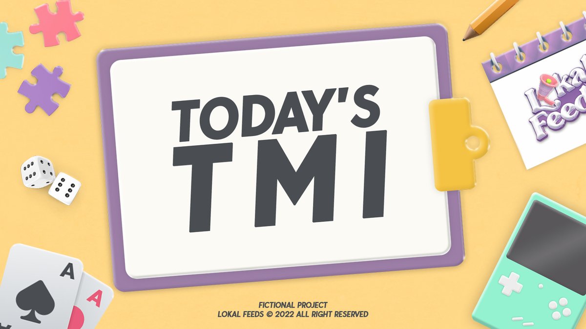 THELOKALFEEDS's tweet photo. ️️       ️️ 

     #𝖫𝖮𝖪𝖠𝖫𝖦𝖠𝖬𝖤   :    18⠀̸05⠀̸23 
     PRESENTED BY LOKALFEEDS
     HEY WHAT ARE U UP TO: TMI
     🎮, 𝑷𝒔.  Retweet to join game!

      ️️ https://t.co/kxTnGAP3My