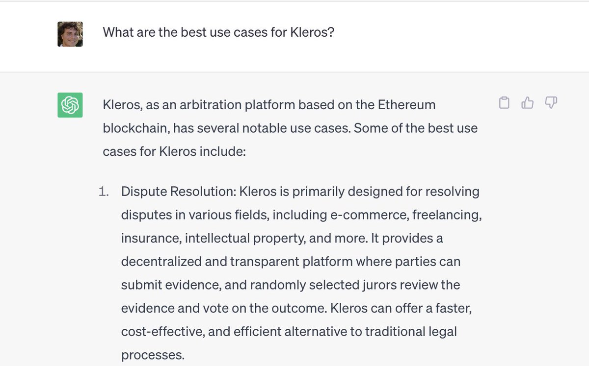 What are the best use cases for Kleros? (according to ChatGPT)