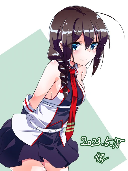 時雨ちゃん進水日だってことで取り急ぎ描いた改三っぽい服着た時雨ちゃん