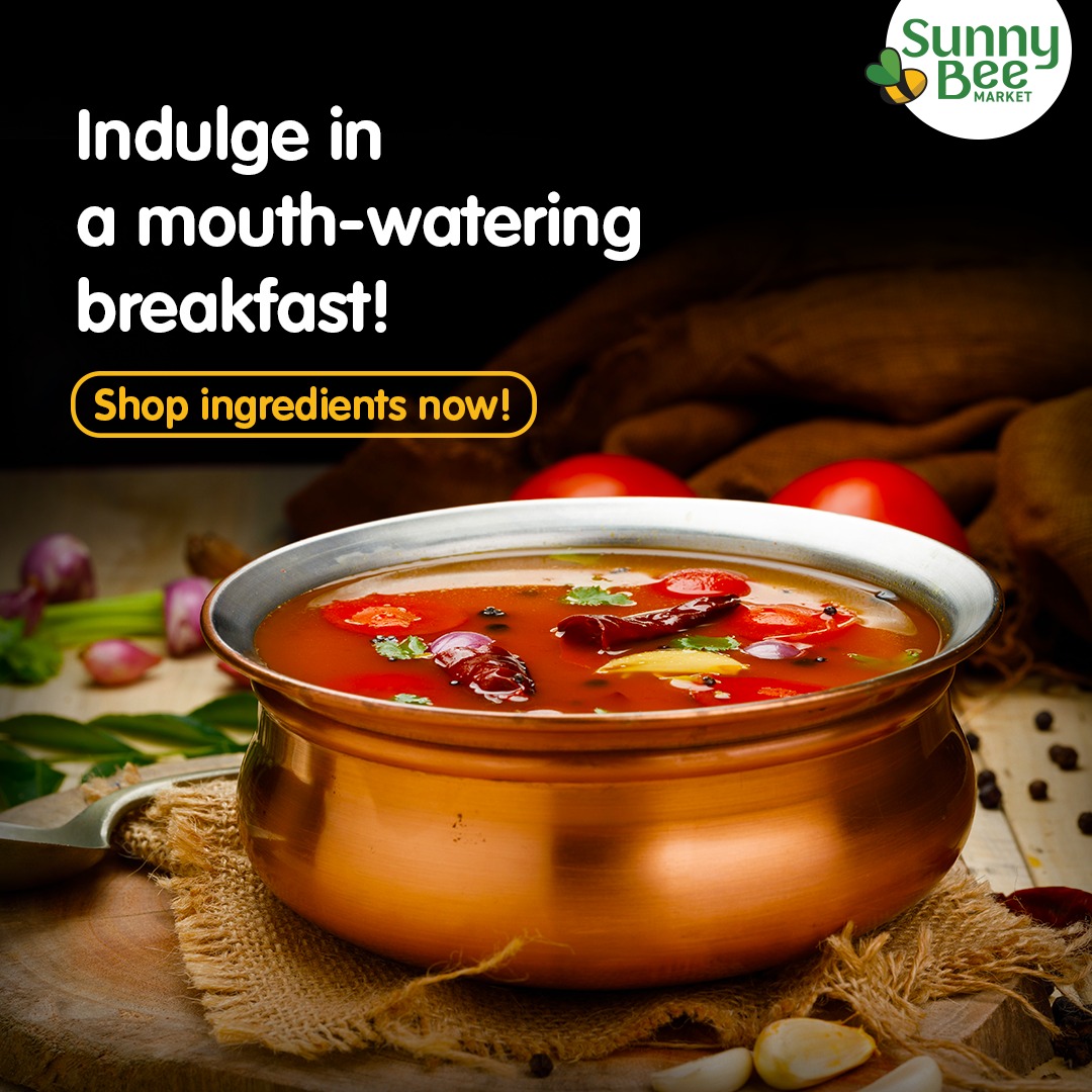 Delicious rasam that compliments your dish sounds perfect for breakfast! What do you think? Visit SunnyBee to get all the ingredients and make a flavourful dish.
#SunnyBeeMarket #GatheringGoodness #RedefiningRetail #GroceryShopping #FreshProduce #Essentials #Rasam #ChennaiRetail