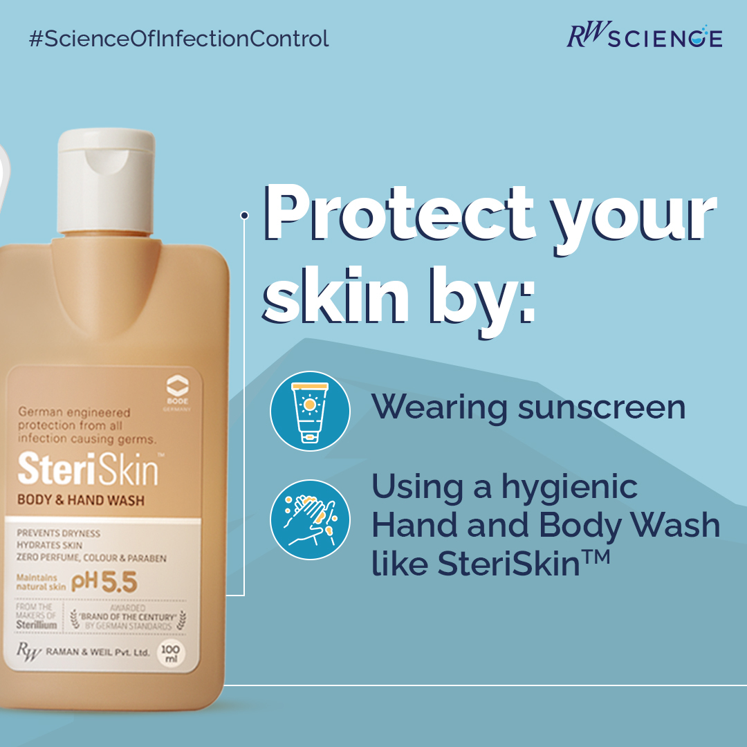 r_wscience's tweet photo. Rising temperatures mean an increase in skin infections and burns. But worry not! Defend yourself with sunscreen and SteriSkin hand and body wash.

#SummerProtection #SummerEssentials #SkinHealth #StaySafe #RWScience #TrustInScience #ScienceofInfectionControl https://t.co/S76zCbYsdr