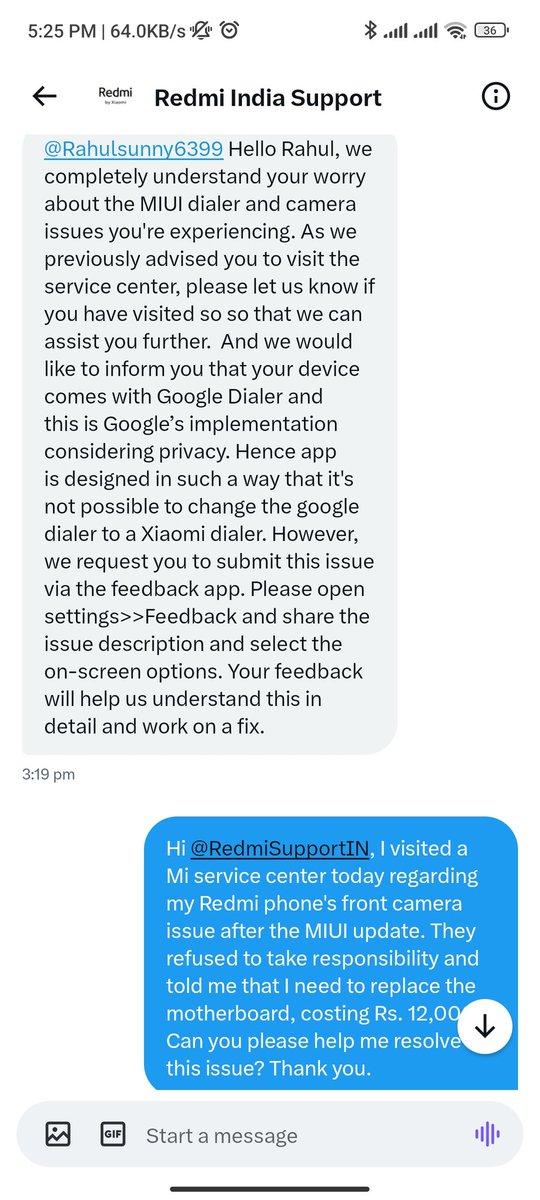 Rahulsunny6399's tweet image. @RedmiSupportIN seems to be avoiding taking responsibility for the #FrontCameraIssue caused by their own #MIUI #update. They&apos;re claiming it&apos;s out of warranty and charging a hefty amount for repairs. @XiaomiIndia, it&apos;s time to step up and address this widespread concern!
