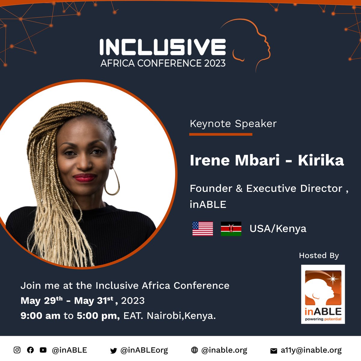 I'll be speaking during the Inclusive Africa Conference 2023 hosted by @inABLEorg as we take digital accessibility and assistive technology to the next level in Africa. I'd love for you to join the conversation by registering now - hopin.com/events/inclusi… #InclusiveAfrica2023