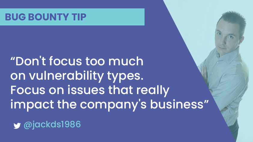 bug_bounty_tips's tweet photo. Context is key. Find out what your target cares about to score higher bounties. Great advice from @jackds1986! #BugBountyTip #HackWithIntigriti https://t.co/78mPlZXJGP