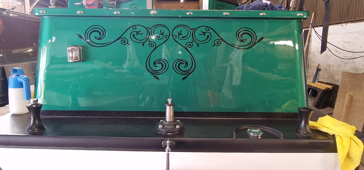 After sleeping under a cover getting her beauty sleep 💤, our very own noah <a href="/RPCS18/">Robert Pinto</a> worked his carpentry magic. Hand built, fully bespoke internal build! ... We've woken her up for a spit shine &amp; she's now ready for the <a href="/CrickShow/">Crick Boat Show</a> 🚢

She's a bickerstaffe alright !
<a href="/BickerBoats/">Bickerstaffe Boat Company</a>