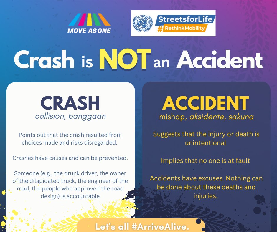 🚧 It's time to change our language and mindset when it comes to road crashes. Use #CrashNotAccident. 🚗💥