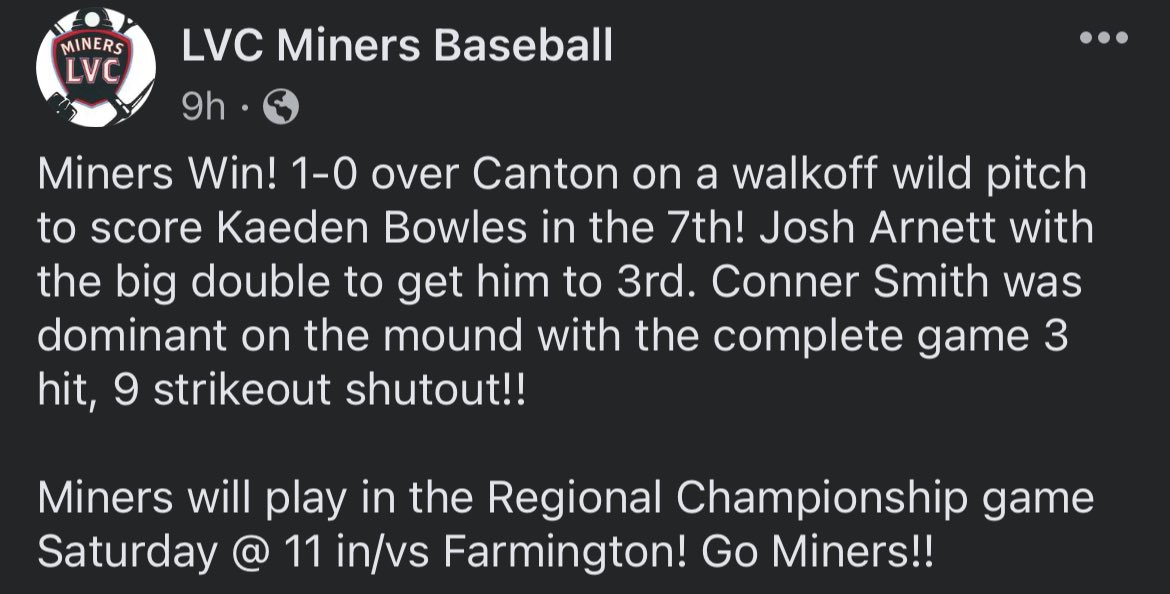 Complete game shutout against Canton for the regional semifinal win! Canton’s pitcher was also dominant on the mound with 2BB and  9Ks. It was a fight until the bottom of the 7th!

7IP 3H 0R 2BB 9K 

<a href="/CoachHartley_31/">Cole Hartley</a> <a href="/WowFactor_IL/">Wow Factor Illinois</a> <a href="/WFILScout2024/">Wow Factor IL Scout 2024</a> <a href="/WFNorthNational/">Wow Factor National-North</a> @MichaelBhurst