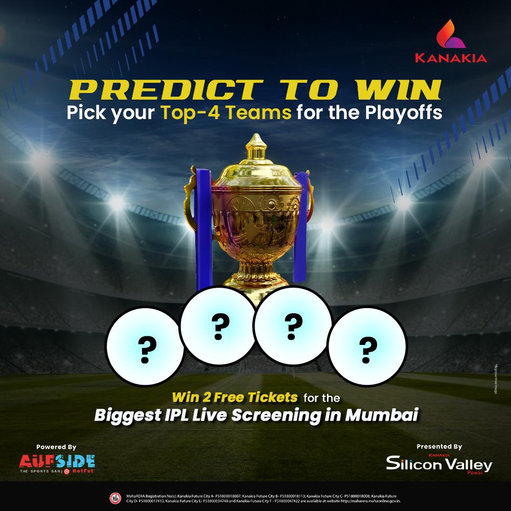 AufSideHotfut's tweet photo. Let us know who you think is gonna make it to the playoffs this year and tag 3 cricket gurus in the comments below to enter. We will select 10 lucky winners to join us for the biggest IPL live screening in Mumbai!

*T&amp;C apply. https://t.co/C1mxrizJc1