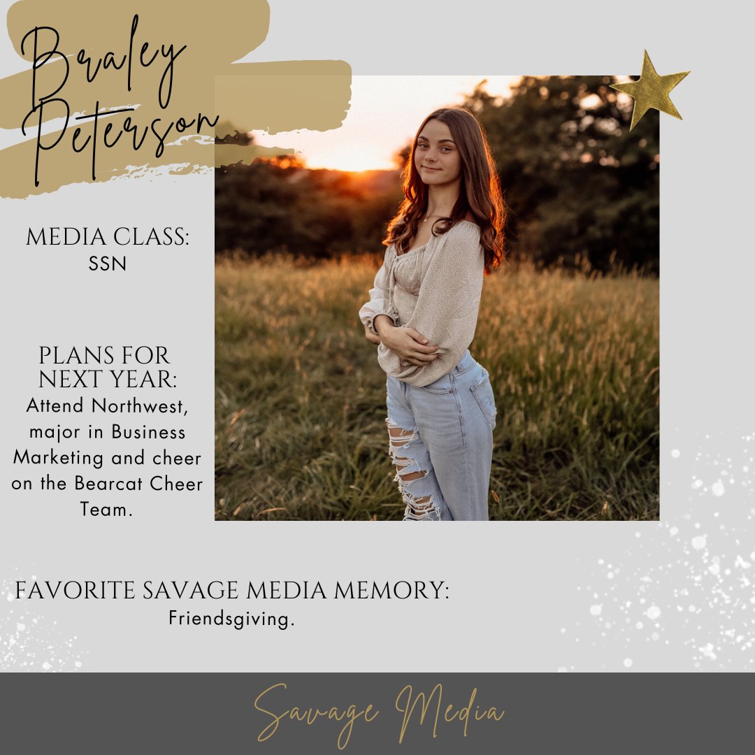 Congratulations to Savage Media Senior, Braley Peterson 💛🖤