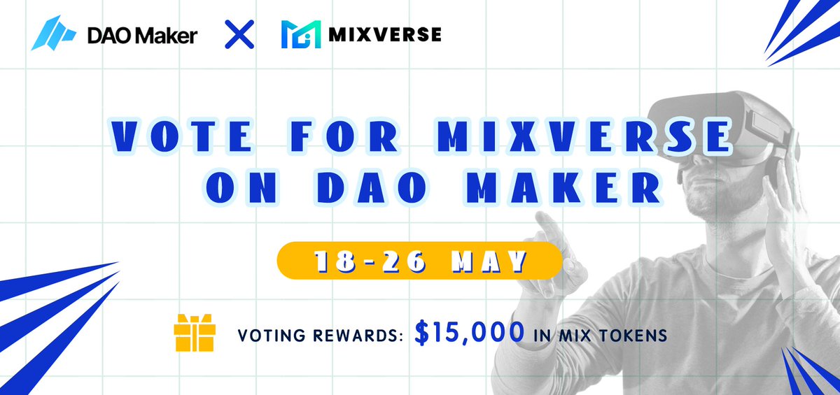 🔥Exciting news! MixVerse is launching $15000 $Mix Airdrop on <a href="/daomaker/">DAO Maker</a> !  

✅Enter
Vote for MixVerse on DAO Maker 
daomaker.com/company/mixver… 

⏰Duration: May 18th-26th

Vote to share the massive prize pool! Airdrop addresses will be announced after the end of voting.

🚀LFG!