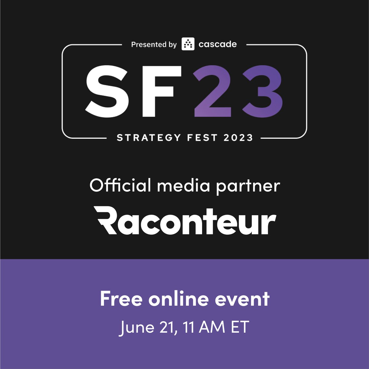Raconteur (@raconteur) on Twitter photo 🎉 We're thrilled to announce our media partnership with <a href="/cascadestrategy/">Cascade Strategy</a>'s #StrategyFest! Our deputy editor <a href="/FranCassidy4/">FranCassidy</a> and creative director Tom Watts will be hosting a panel discussion exploring the complexity of decision-making. Sign up now ➡️ bit.ly/3pIX4gG 🎉 We're thrilled to announce our media partnership with <a href="/cascadestrategy/">Cascade Strategy</a>'s #StrategyFest! Our deputy editor <a href="/FranCassidy4/">FranCassidy</a> and creative director Tom Watts will be hosting a panel discussion exploring the complexity of decision-making. Sign up now ➡️ bit.ly/3pIX4gG