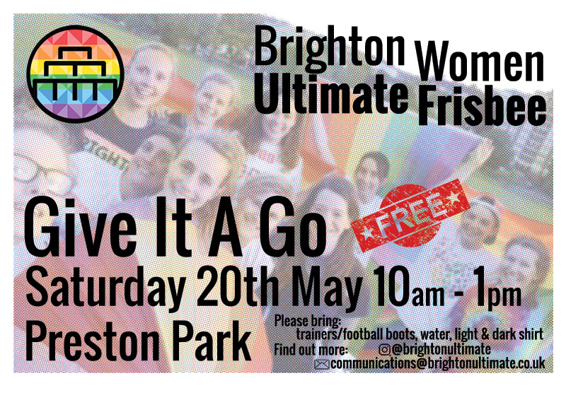 Womens Give It A Go Session!
Saturday 20th May, 10 AM - 1 PM
Preston Park (by the central Cafe), Brighton, UK
A free session for any female matching player to join, beginners most welcome!
Bring water, football boots and a light and a dark shirt!
Will be a pub trip after 🍻