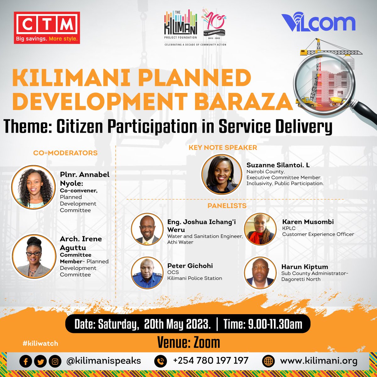 TWO DAYS TO-GO‼️

🏗️What is the state of water provision in Kilimani and Nairobi?
🏗️What is the state of security in Kilimani and what should we be aware of?
🏗️What is the status of the CIDP process?

Join us this Saturday for our bi-monthly Planned Development Baraza.
#KiliWatch