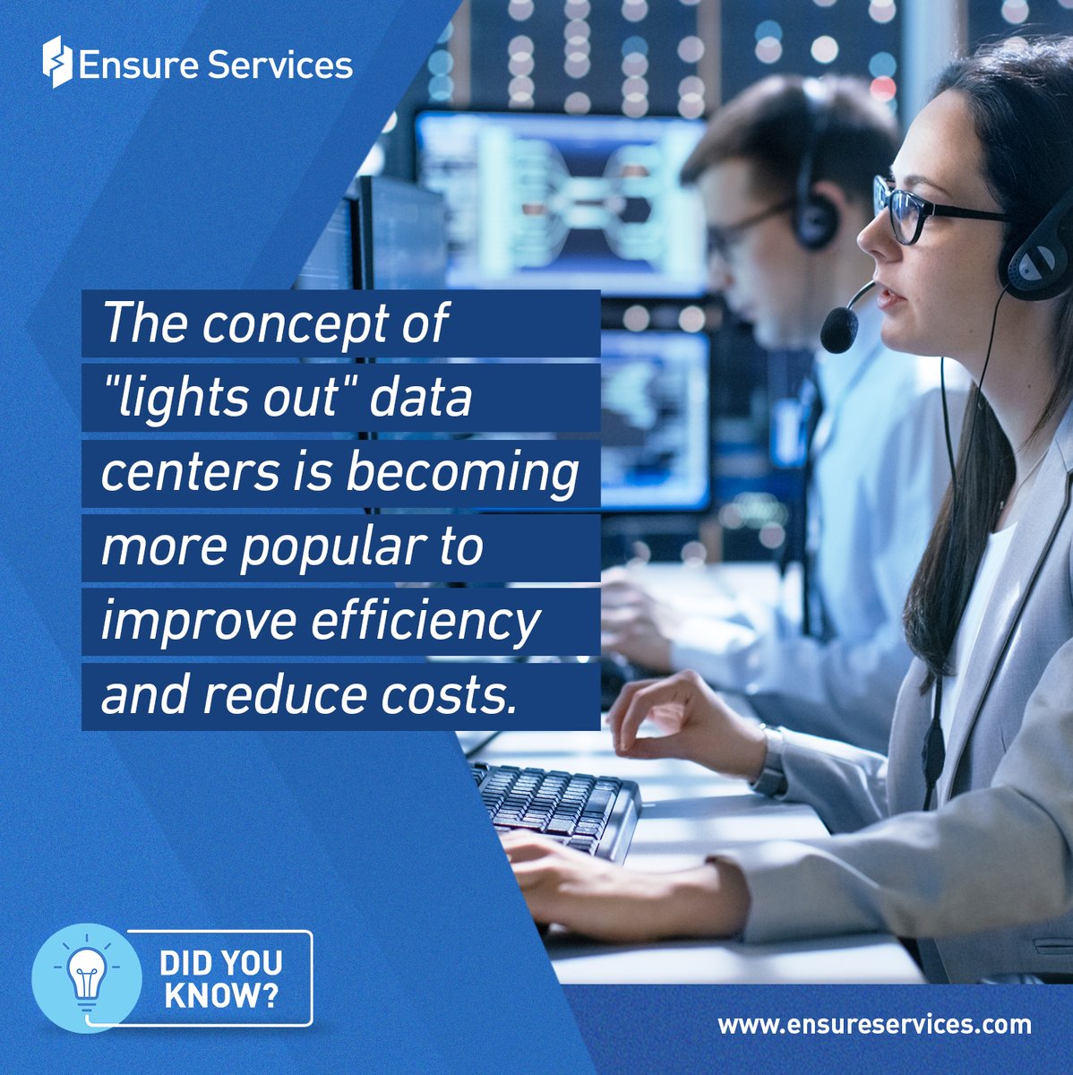 #Didyouknow

With 'Lights Out' data centres, step into the shadows and unlock the true potential of technology.

#EnsureServices #ITSolutionsProvider #AuthorisedServiceProvider #MEA #EnterpriseSolutions #DataCentres #business #datamanagment
