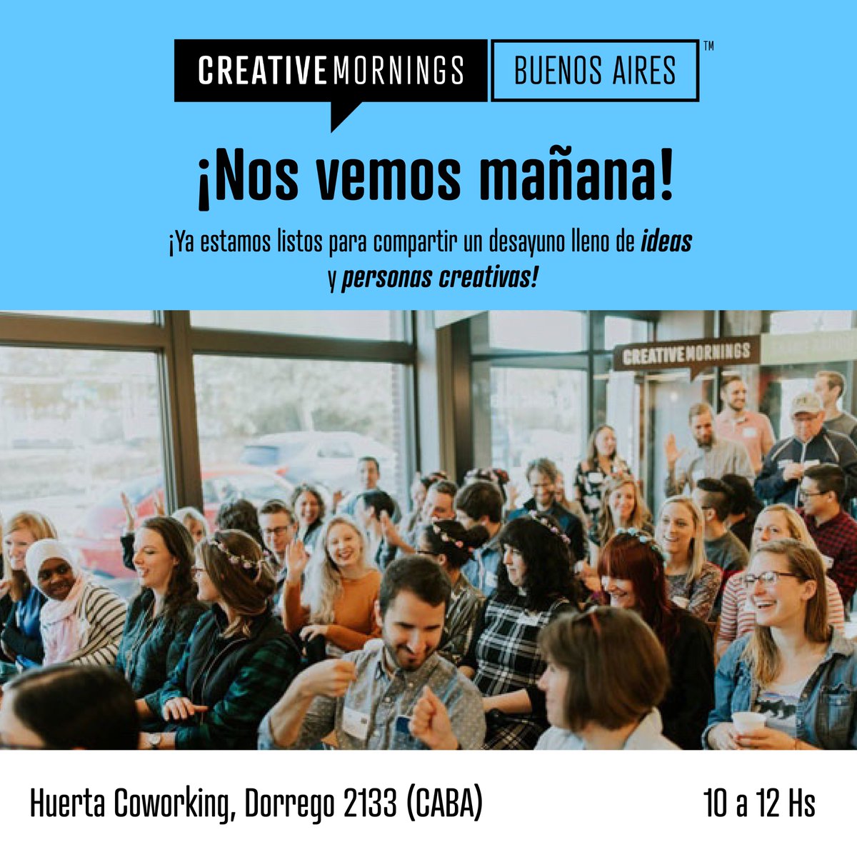 ¡Te esperamos mañana en el evento de CM/BUE con <a href="/demiansterman/">Demian Sterman</a>!

🗓 Viernes 19 de mayo
⏰ 10 a 12 hs
📍Huerta Coworking (Dorrego 2133)
❗️Con inscripción previa
🤩 Gratis

Gracias <a href="/huertacoworking/">Huerta Coworking</a>  y Fresca y Batata por hacerlo posible.

<a href="/creativemorning/">CreativeMornings</a> <a href="/expertomarcas/">Marcelo Sapoznik</a>