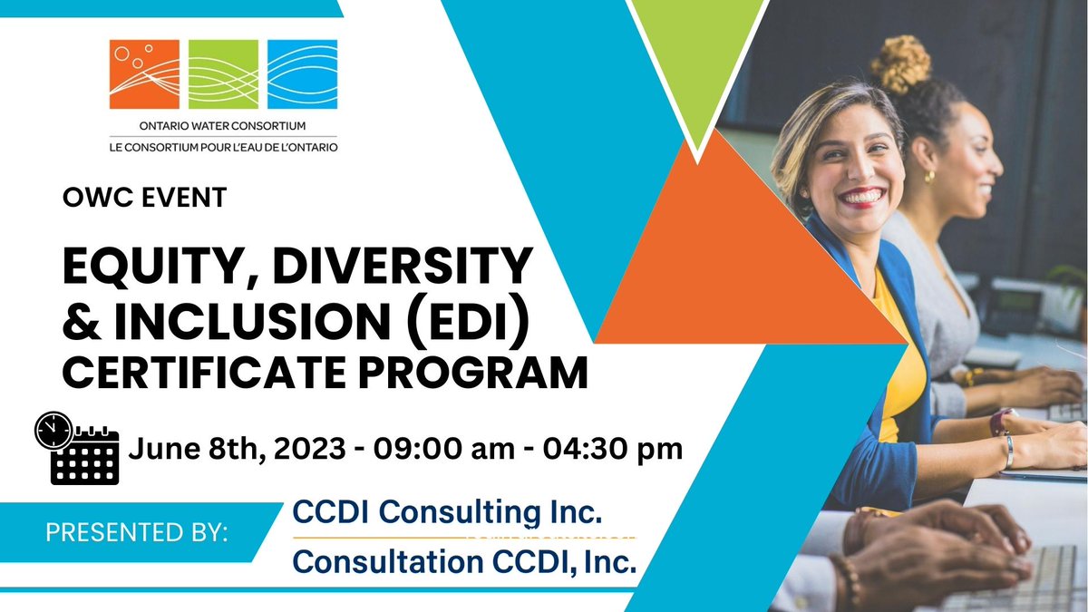 📣Reminder: Zero Cost, Maximum Impact: Equity, Diversity &amp; Inclusion Certificate Program! Registration is free of charge and is limited to 2 interested representatives - $400+ value! Participation is open to all members of your company. 
Register now: ontariowater.ca/idea-essential… #EDI