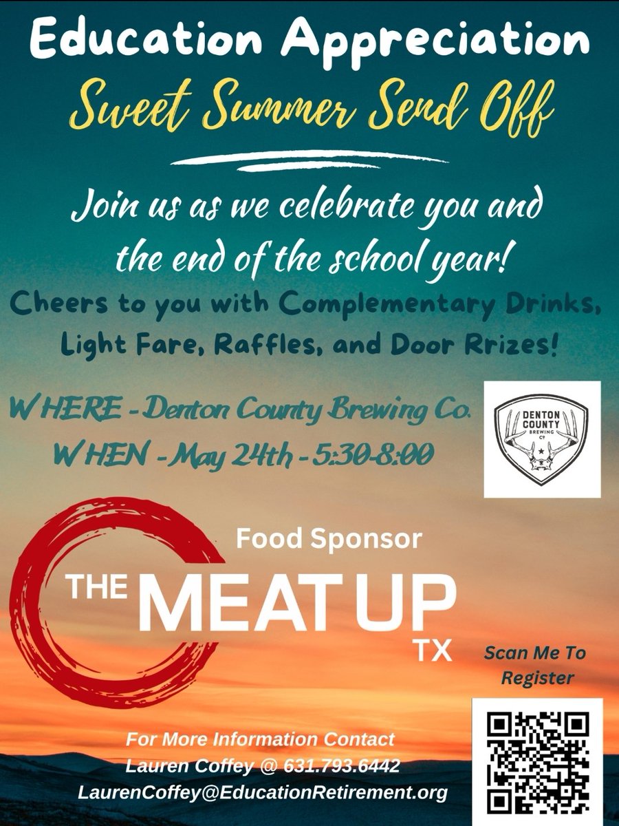 lrcwhiinc's tweet photo. Join us as we send you off to Summer Break with other supporters and cheers to you and all your hard work and contributions in our local community, athletics and education systems.

SWAG BAGS! DOOR PRIZES! RAFFLES! 50/50!
@dentonisd @DENTONCBC @TheMeatUpTX @twuniversity #teachers https://t.co/6uJm14fFlY