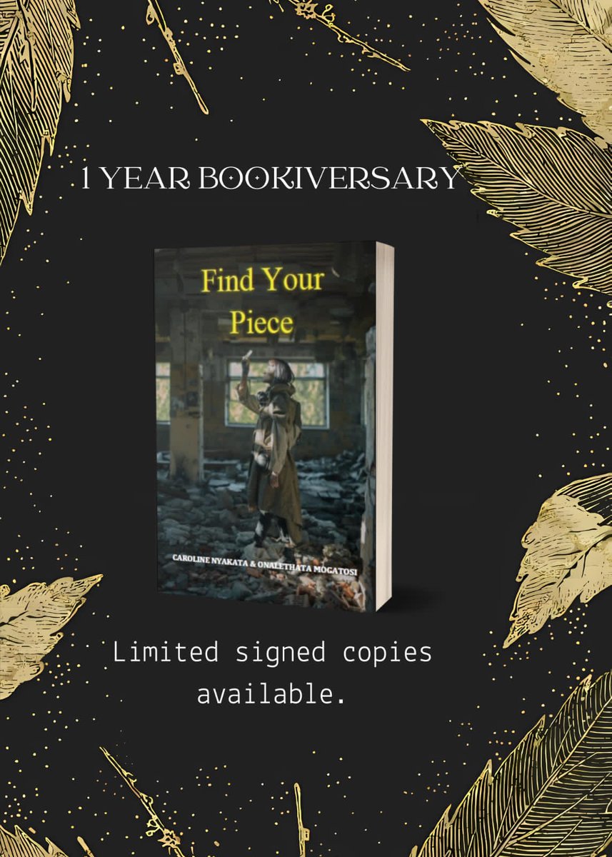 OMogatosi's tweet photo. Happy birthday to Find Your Piece by myself and @CaroLane_N. Remember that you can get it at @BargainBooksSA, @ExclusiveBooks, @Makro_SA, @BalaKuduAfrica, @sabooksonline and from us. https://t.co/jBgHAE99lg