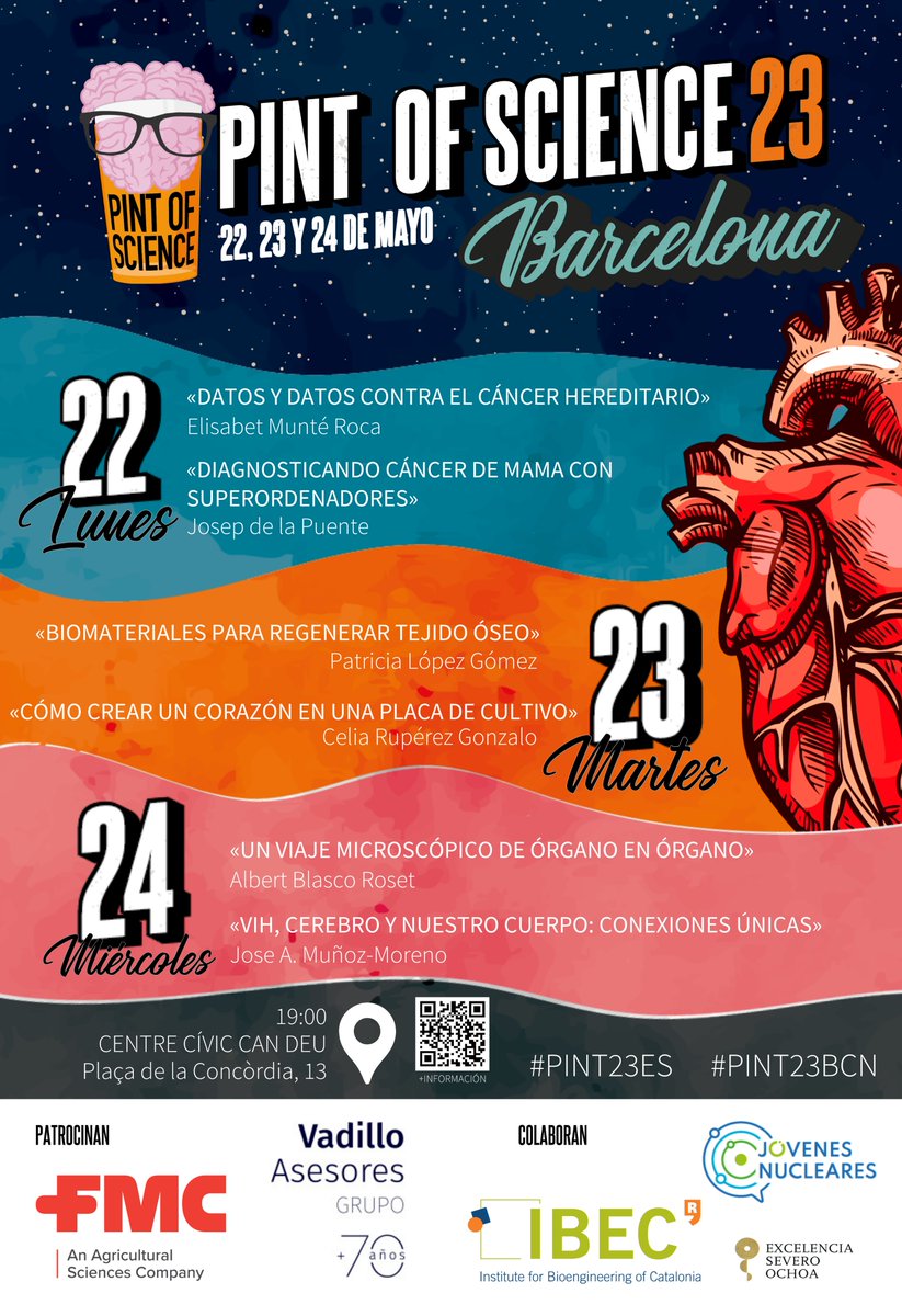 Qui vol fer una cerveseta mentre discutim sobre ciència? Dilluns 22 de maig em trobareu fent una xerrada pel Pint of Science a les 19h al centre cívic Can Deu #PINT23BCN Dades i dades contra el càncer hereditari! Us esperem allà!!