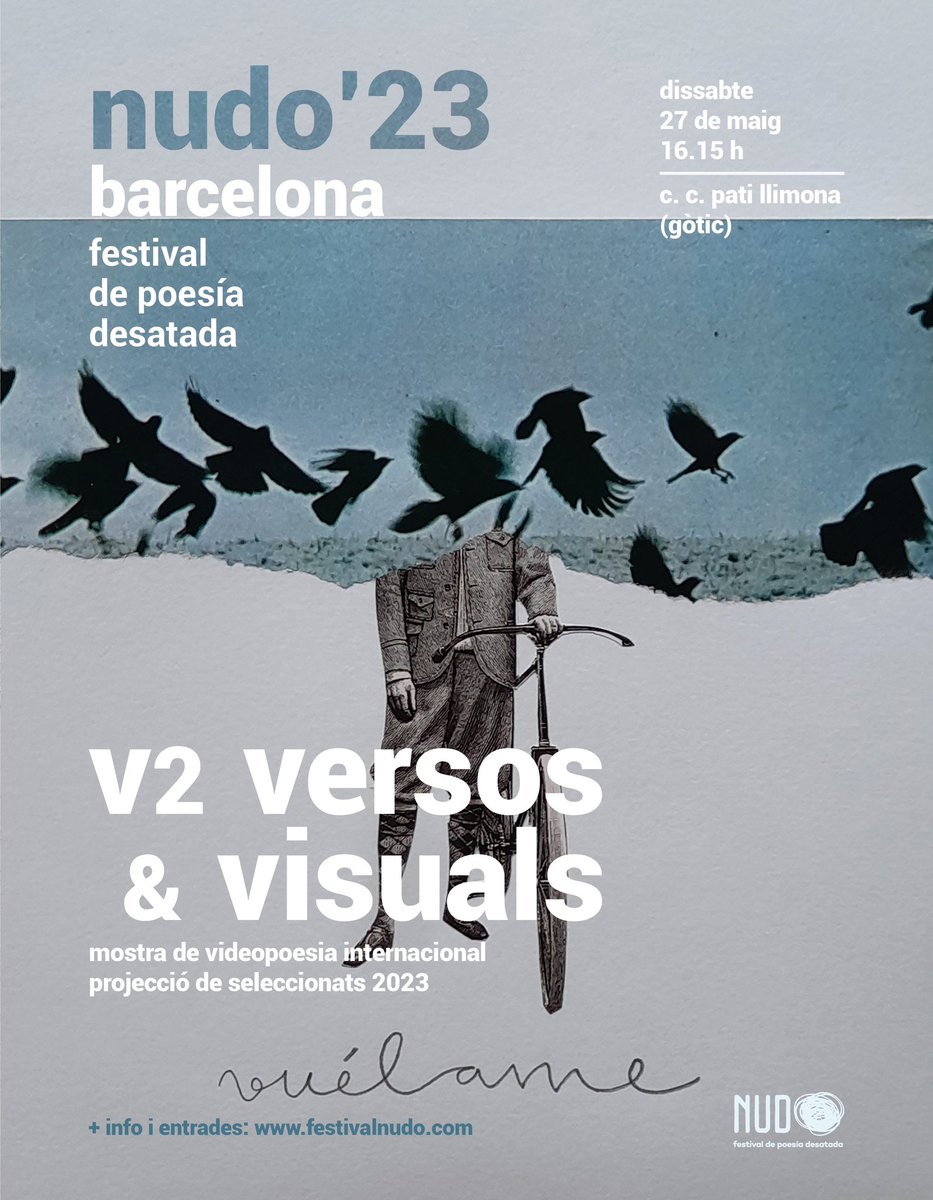 En el C.C Pati Llimona el sábado 27 de Mayo tendrá lugar la Proyección oficial de Videopoesia V2 VERSOS&VISUALS 🎥

Proyectaremos los videopoemas tanto nacionales e internacionales que hemos seleccionado. Serán dos horas de arte, poesía, reflexión y disfrute. 🎞️