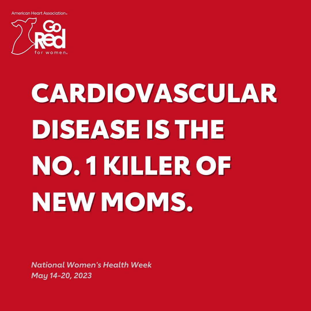 Fact: Cardiovascular disease is the No. 1 killer of new moms and accounts for over one-third of maternal deaths. Black women have some of the highest maternal mortality rates. #NWHW