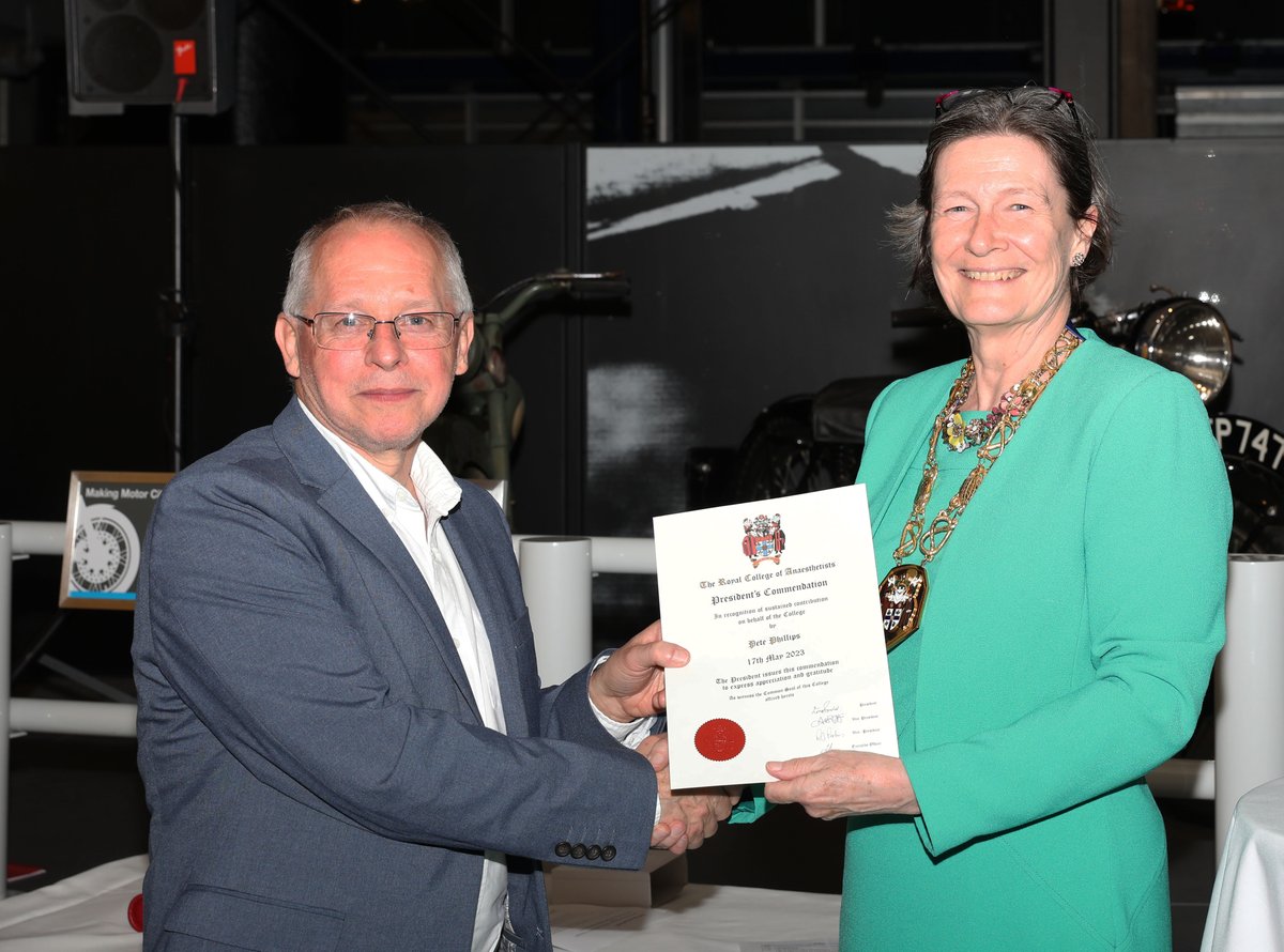 Royal College of Anaesthetists (@rcoanews) on Twitter photo Congratulations to Dr Kirstin May & Pete Phillips who received awards from <a href="/RCoAPresident/">Dr Claire Shannon</a> at #Anaesthesia2023. @maykirstin received the College Medal for her work to improve life for SAS doctors. Pete received the President’s Commendation for his patient safety work through SALG. Congratulations to Dr Kirstin May & Pete Phillips who received awards from <a href="/RCoAPresident/">Dr Claire Shannon</a> at #Anaesthesia2023. @maykirstin received the College Medal for her work to improve life for SAS doctors. Pete received the President’s Commendation for his patient safety work through SALG.
