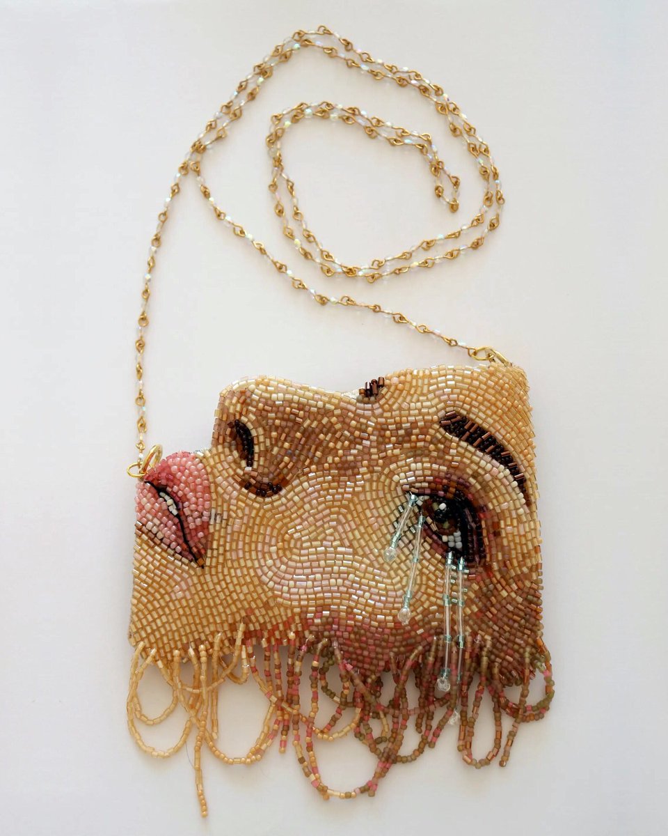 Hand Embroidered Glass Bead Micro Purse by Rachel Ellenbogen.