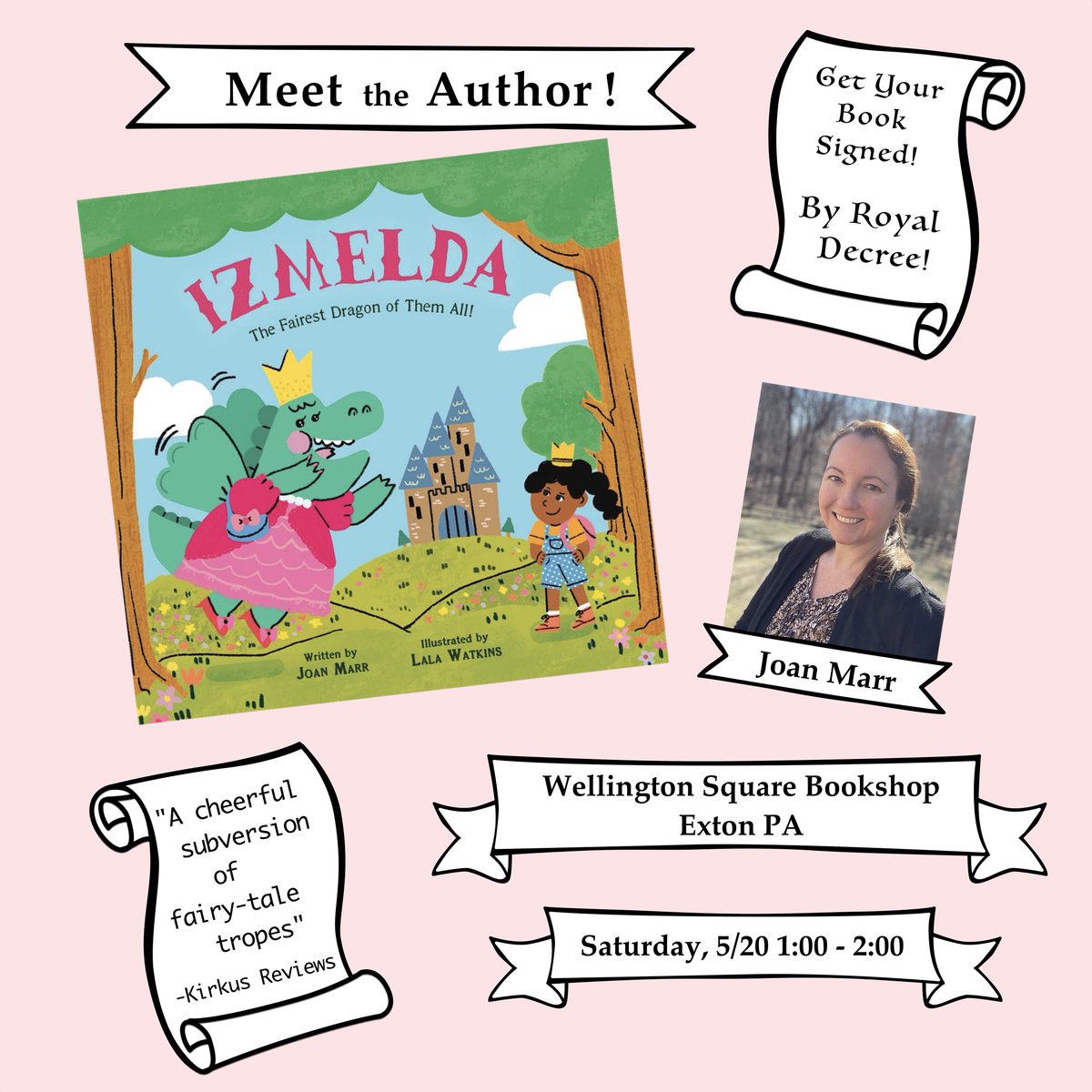 PA peeps! If you're in the Exton area this Saturday, stop by @wsbookshop between 1:00 and 2:00! I'll be there signing copies of IZMELDA THE FAIREST DRAGON OF THEM ALL! Hope to see you there! #picturebook #booksigning #MeetTheAuthor #WellingtonSquareBookshop