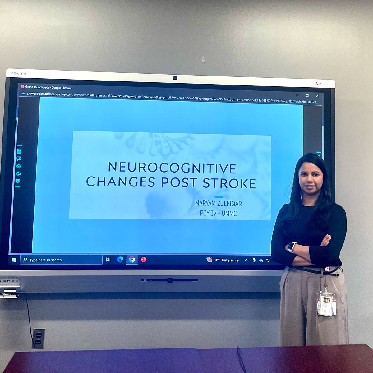 Finishing up our Senior Grand arounds series with ⭐️ Dr. Maryam Zulfiqar ⭐️ who taught us all about the many neurocognitive changes that can develop post-stroke! #VascularNeurology #grandrounds