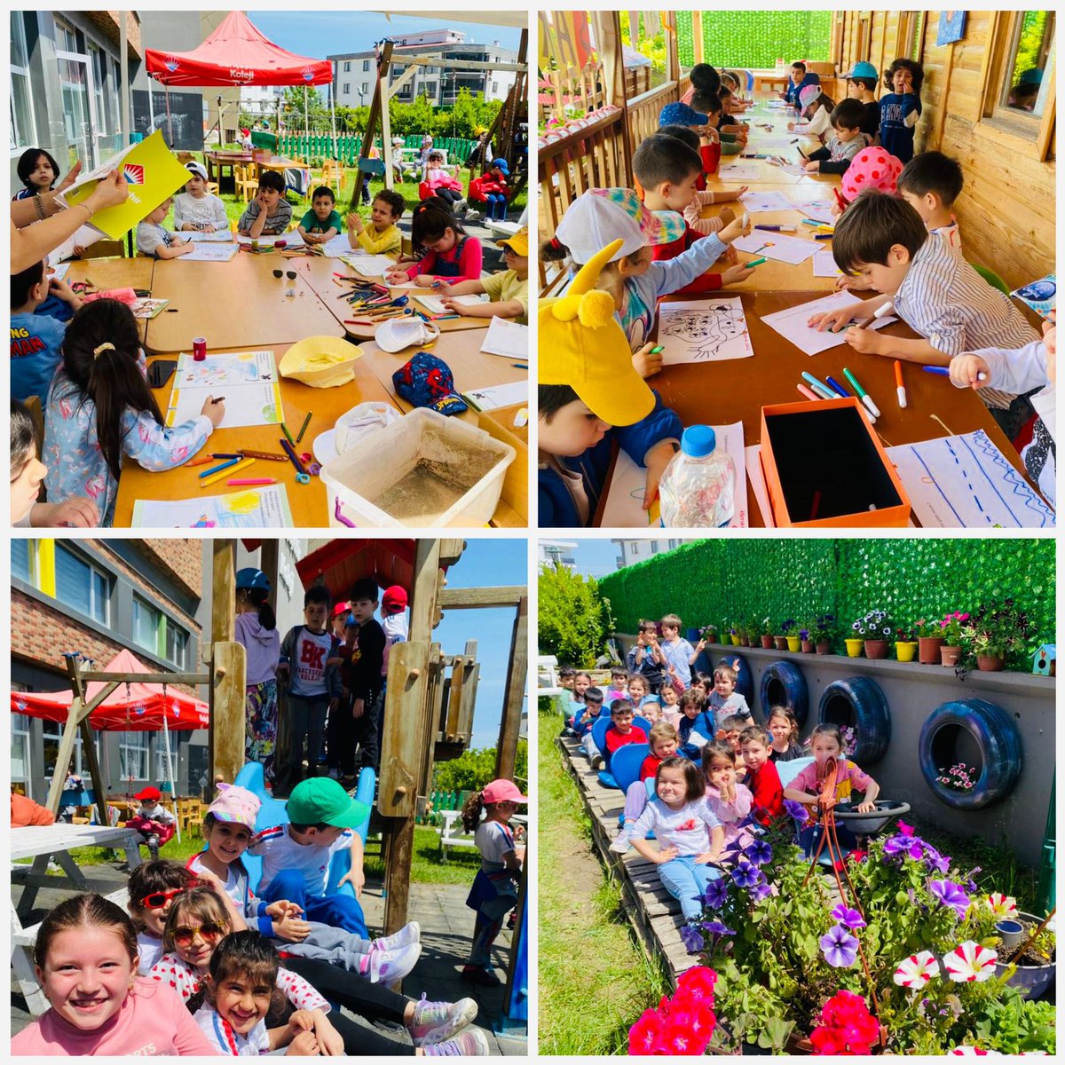 Okul öncesi öğrencilerimiz "Okul Dışarıda Günü"nü rutin olarak gün boyunca yaptıkları tüm çalışma ve aktiviteleri kapsayacak şekilde anaokulu bahçemizde geçirdiler.💙❤️