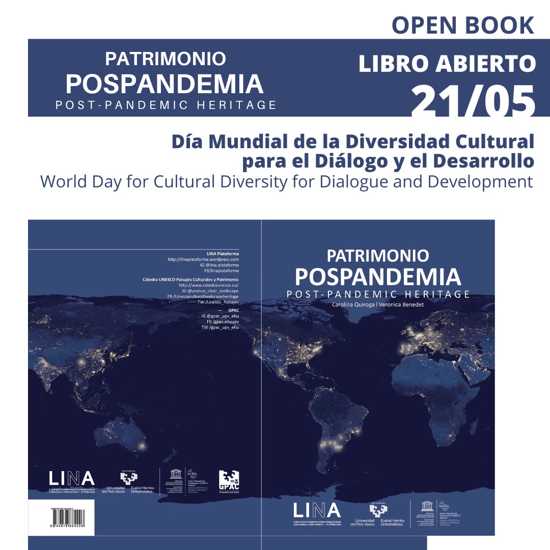 Presentamos el libro PATRIMONIO POSPANDEMIA Disponible para su descarga el 21 de mayo,  celebrando el Día Mundial de la Diversidad Cultural para el Diálogo y el  Desarrollo UNESCO.
catedraunesco.eu/actualidad/
#Patrimonio #postcovid