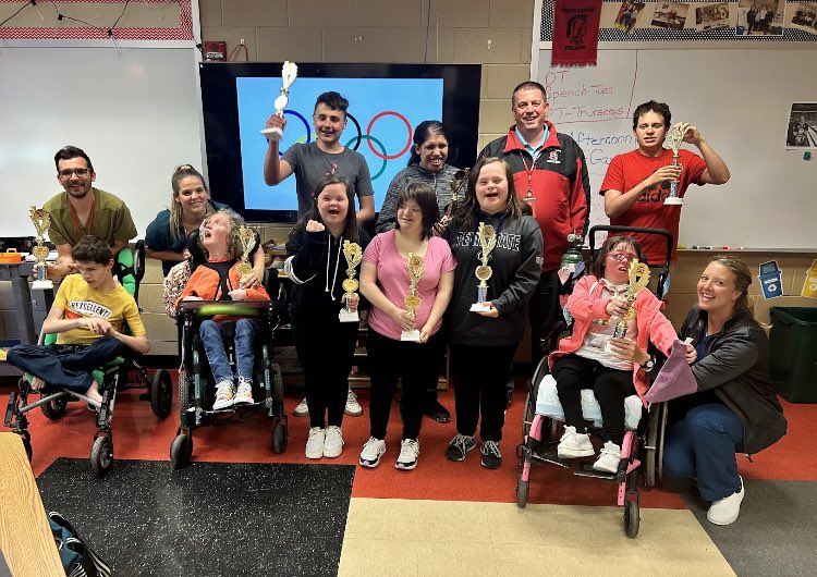 Mr. Collins awarded the students at North Pocono High School trophies for their outstanding performance at Special Olympics on Wednesday, May 17. 

Great job to all NP Special Olympics athletes!