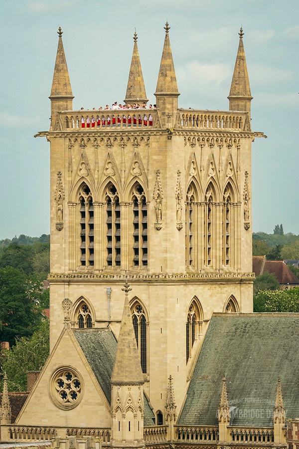 Each year on Ascension Day, which celebrates the Christian belief in the Ascension of Jesus into Heaven, members of St John's College Choir ascend the 163 feet high spiral staircase to the very top of the Chapel tower to sing the Ascension Day carol. The event is a College