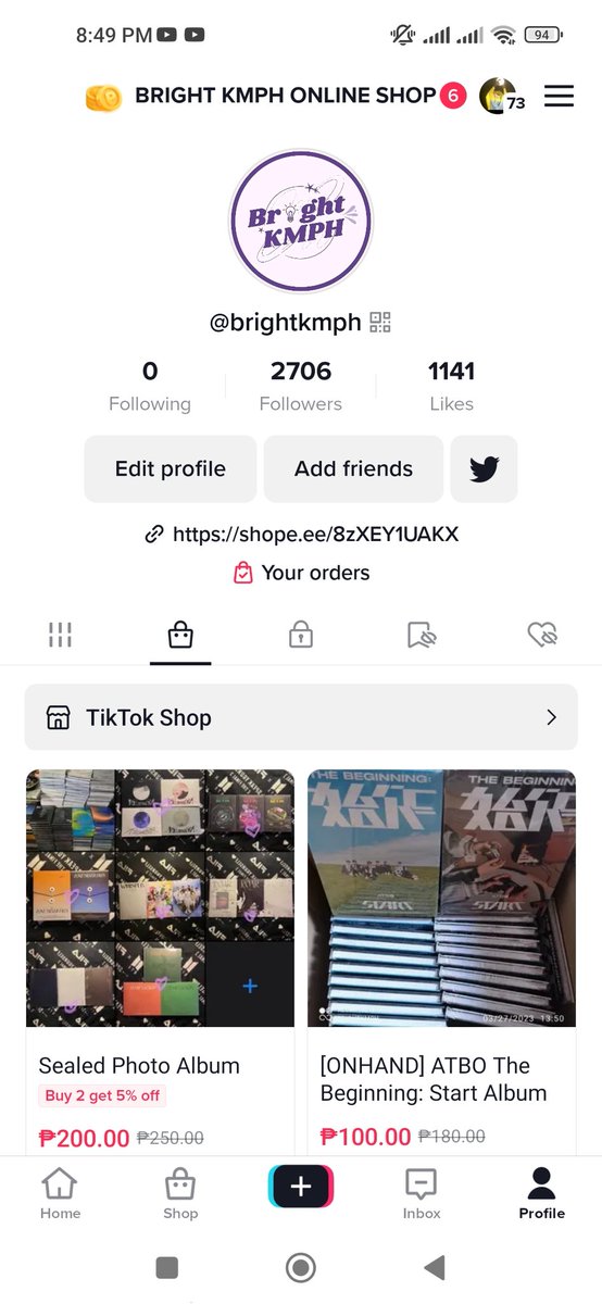BrightKMPH's tweet photo. #BrightKMPH_Onhands
₱100 sealed albums ba hanap mo? Visit muna ang ating tiktok shop 👇

https://t.co/qN48nWoqBP https://t.co/5lSzdzOlXh
