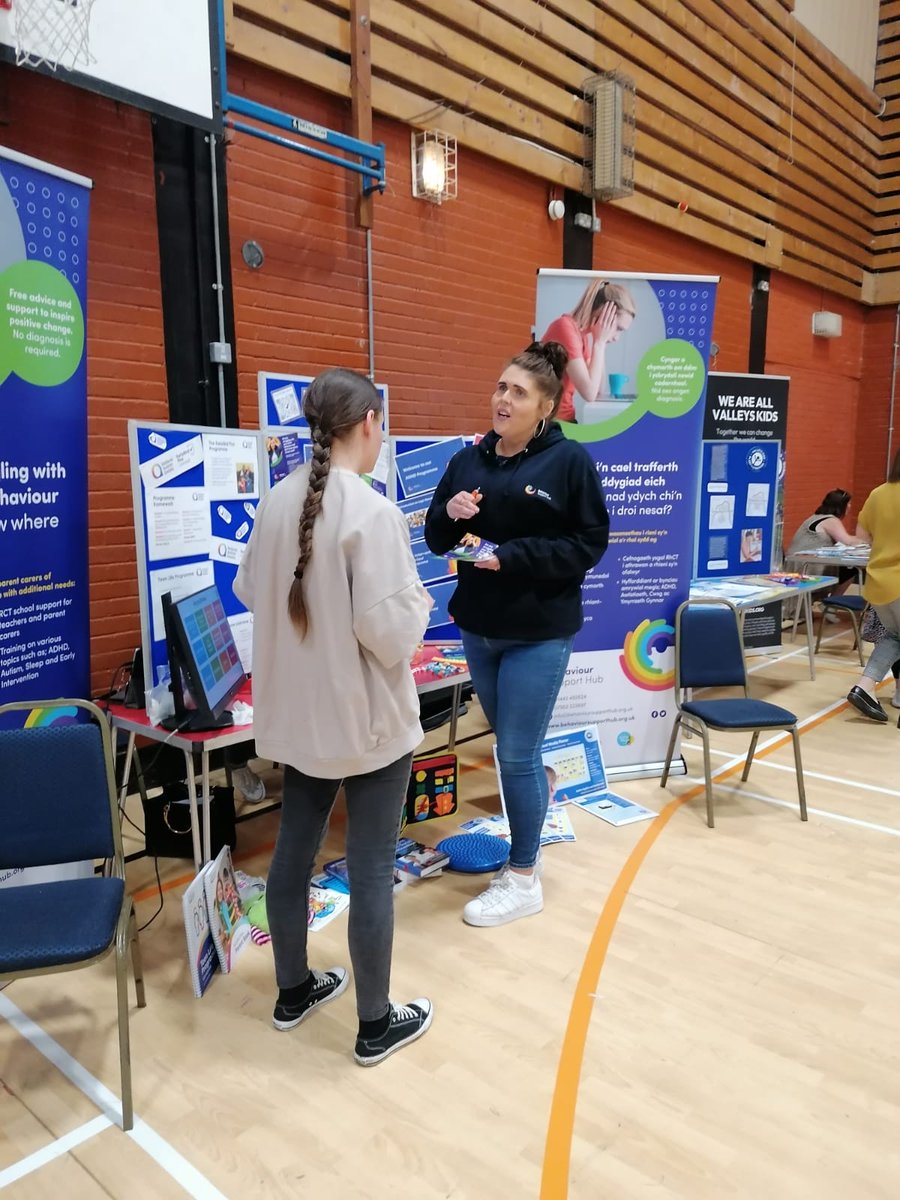 Behaviourhub's tweet photo. Thank you @YsgolHenFelin, we had a lovely time today at your information day at #Rhondda Sports Centre.  It was great to speak with so many parents &amp; carers about the #free #support, #advice, and #training we provide. Visit us at https://t.co/GERSyeBoMS for info on our services. https://t.co/fDC4aVaQFc