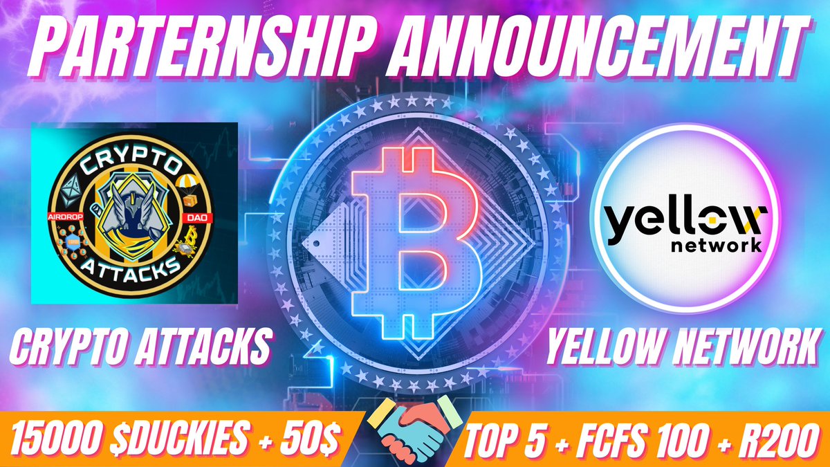 🔰Crypto Attacks X Yellow Network Airdrop🔰

🏆Prize Pool:- 15,000 $DUCKIES + 50 $USDT

🎮Follow <a href="/Yellow/">Yellow</a> &amp; <a href="/CryptoAttackDao/">CRYPTO ATTACKS || DAO</a>
🎮Like, ReTweet &amp; Tag 3 Friends
🎮Fill Gleam- wn.nr/h4NyZHy

⏳ Ends 25th MAY

🙌Increase chance by inviting friends

#Giveaway #Airdrops #Yellow