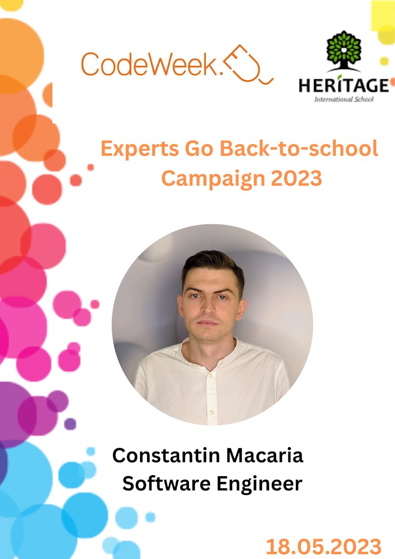 As part of the @CodeWeekEU  'Experts Go Back-to-school' Campaign, a software engineer visited our 8th-grade class in @HIS_Moldova ! 
Students had opportunity to directly interact with the expert, asking insightful questions and learning about their career path. #EuCodeWeek