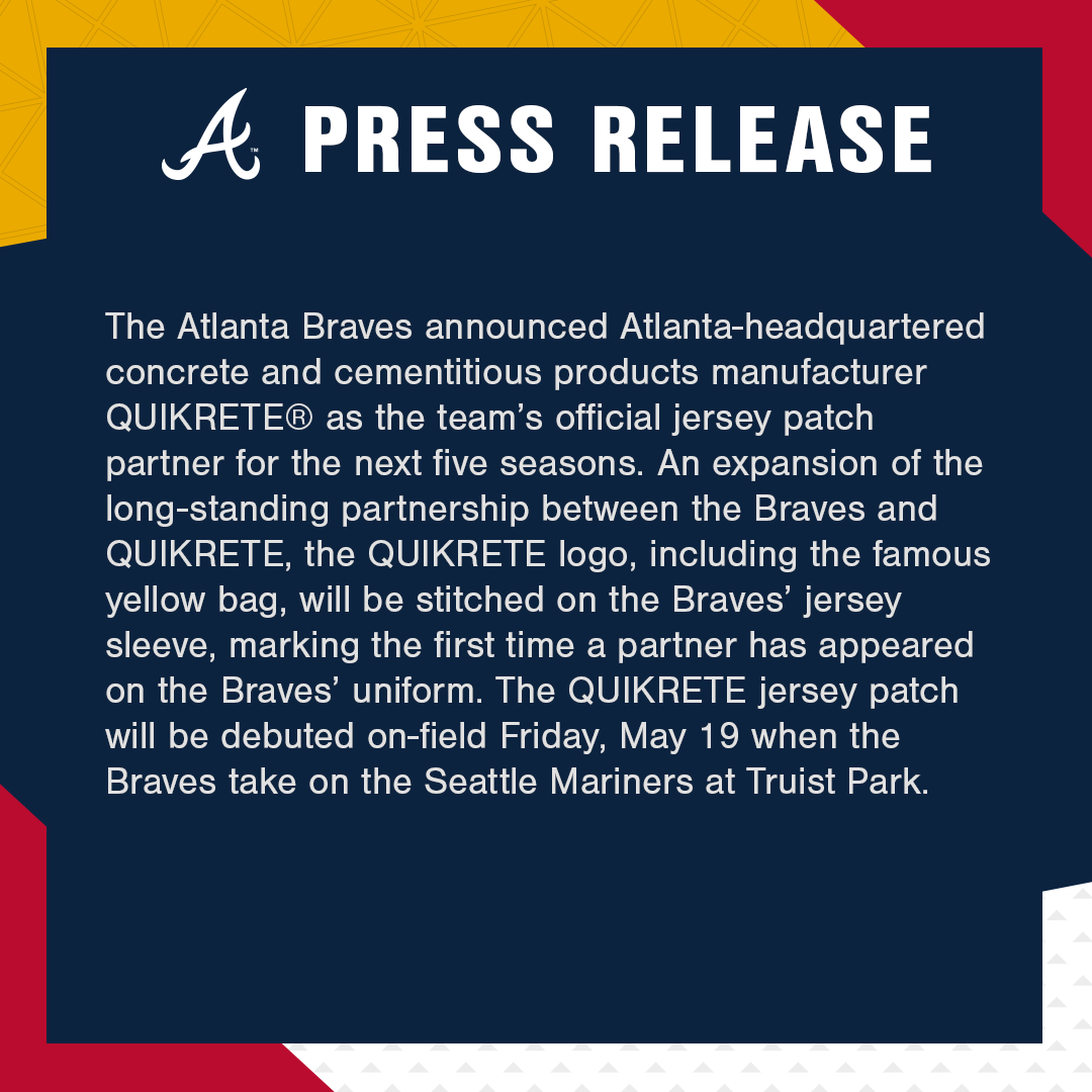Braves name QUIKRETE as first jersey patch partner