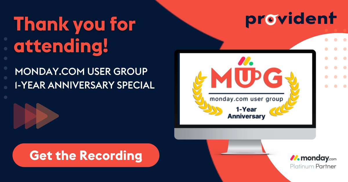 A huge "thanks" to everyone who attended our special Anniversary MUG – <a href="/mondaydotcom/">monday.com</a> User Group – yesterday. It was a fantastic session and we loved being able to reward our attendees with some terrific prizes!

You can watch the recording here: bit.ly/3BEHo0W
